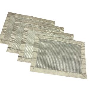 Set of 4 Olive Green Woven Placemats Classic Satin Border Table Decor